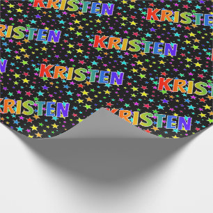 Rainbow Vorname "KRISTEN" + Sterne Geschenkpapier