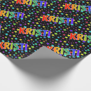Rainbow Vorname "KRISTI" + Sterne Geschenkpapier