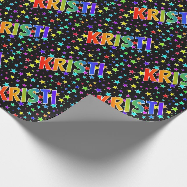 Rainbow Vorname "KRISTI" + Sterne Geschenkpapier (Ecke)