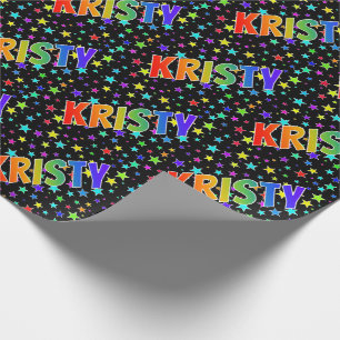 Rainbow Vorname "KRISTY" + Sterne Geschenkpapier