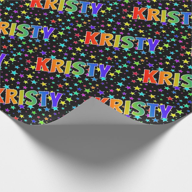 Rainbow Vorname "KRISTY" + Sterne Geschenkpapier (Ecke)