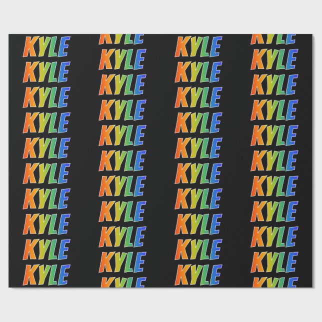 Rainbow Vorname "KYLE"; Fun & Colorful Geschenkpapier (Flach)