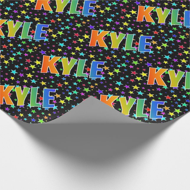 Rainbow Vorname "KYLE" + Sterne Geschenkpapier (Ecke)