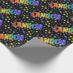 Rainbow Vorname "LANDON" + Sterne Geschenkpapier
