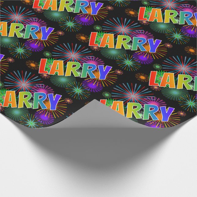 Rainbow Vorname "LARRY" + Feuerwerk Geschenkpapier (Ecke)