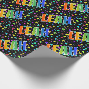 Rainbow Vorname "LEAH" + Sterne Geschenkpapier