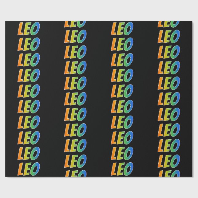 Rainbow Vorname "LEO"; Fun & Colorful Geschenkpapier (Flach)