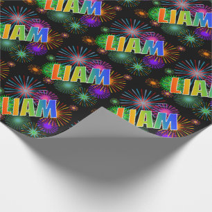 Rainbow Vorname "LIAM" + Feuerwerk Geschenkpapier