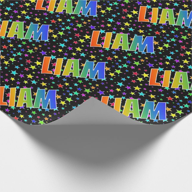 Rainbow Vorname "LIAM" + Sterne Geschenkpapier (Ecke)