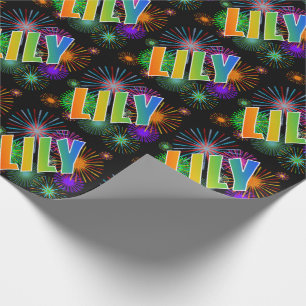Rainbow Vorname "LILY" + Feuerwerk Geschenkpapier