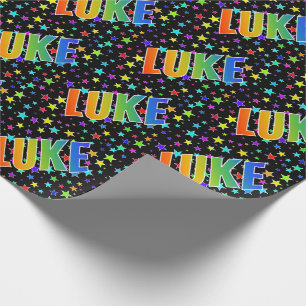 Rainbow Vorname "LUKE" + Sterne Geschenkpapier