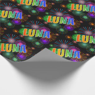 Rainbow Vorname "LUNA" + Feuerwerk Geschenkpapier