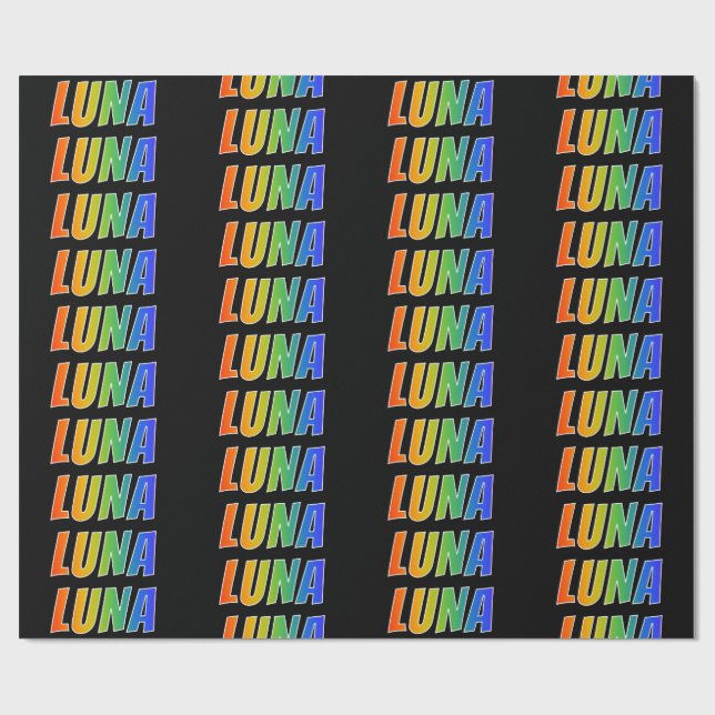 Rainbow Vorname "LUNA"; Fun & Colorful Geschenkpapier (Flach)