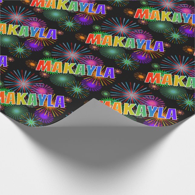 Rainbow Vorname "MAKAYLA" + Feuerwerk Geschenkpapier (Ecke)