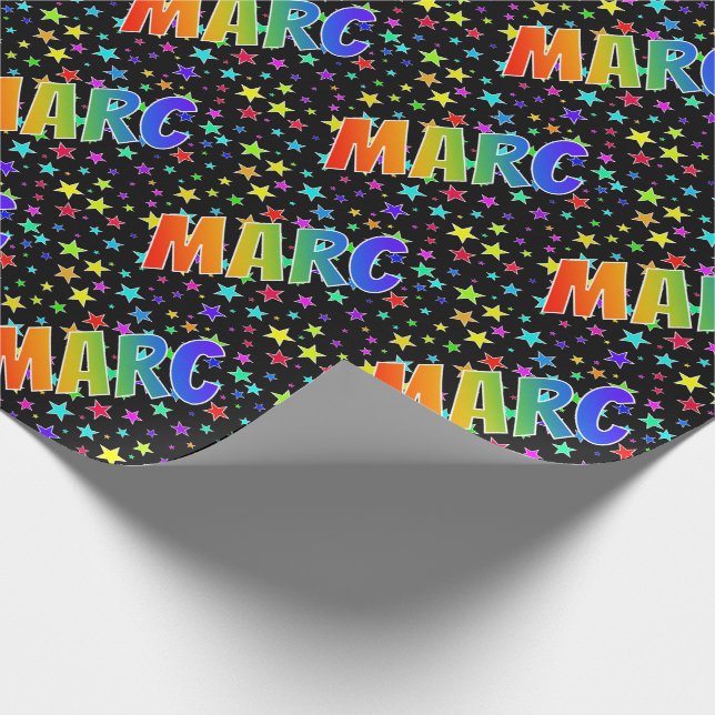 Rainbow Vorname "MARC" + Sterne Geschenkpapier (Ecke)