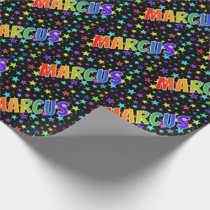 Rainbow Vorname "MARCUS" + Sterne Geschenkpapier