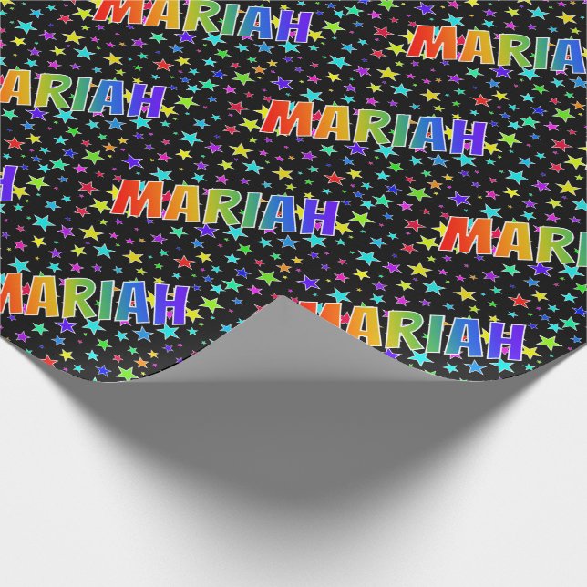 Rainbow Vorname "MARIAH" + Sterne Geschenkpapier (Ecke)