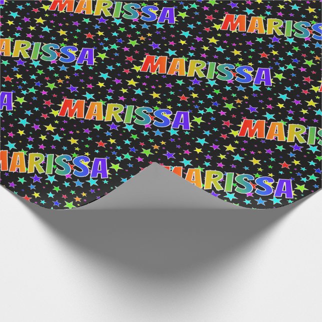 Rainbow Vorname "MARISSA" + Sterne Geschenkpapier (Ecke)