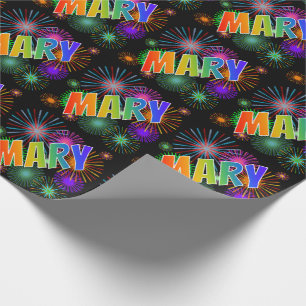 Rainbow Vorname "MARY" + Feuerwerk Geschenkpapier