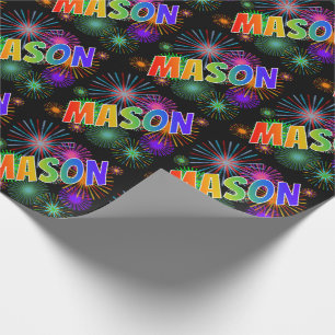 Rainbow Vorname "MASON" + Feuerwerk Geschenkpapier