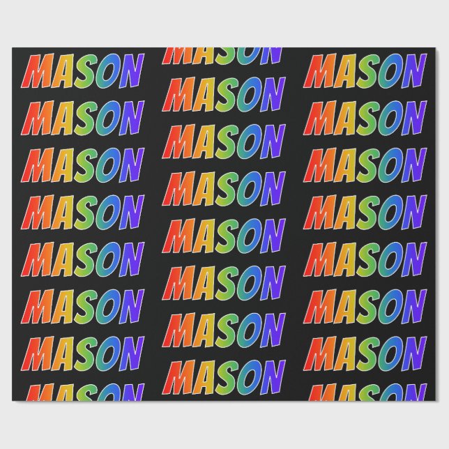 Rainbow Vorname "MASON"; Fun & Colorful Geschenkpapier (Flach)