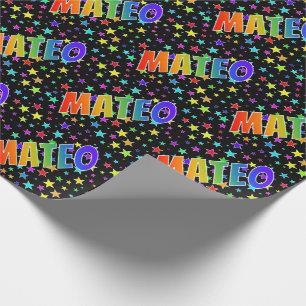 Rainbow Vorname "MATEO" + Sterne Geschenkpapier