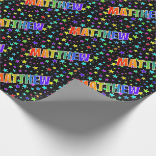 Rainbow Vorname "MATTHEW" + Sterne Geschenkpapier