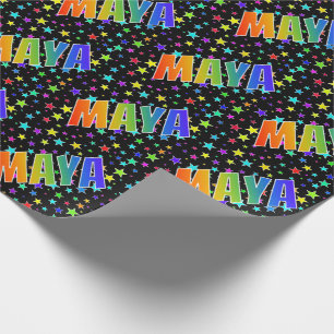 Rainbow Vorname "MAYA" + Sterne Geschenkpapier