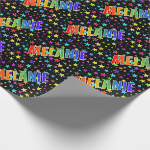 Rainbow Vorname "MELANIE" + Sterne Geschenkpapier
