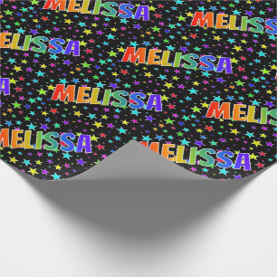Rainbow Vorname "MELISSA" + Sterne Geschenkpapier
