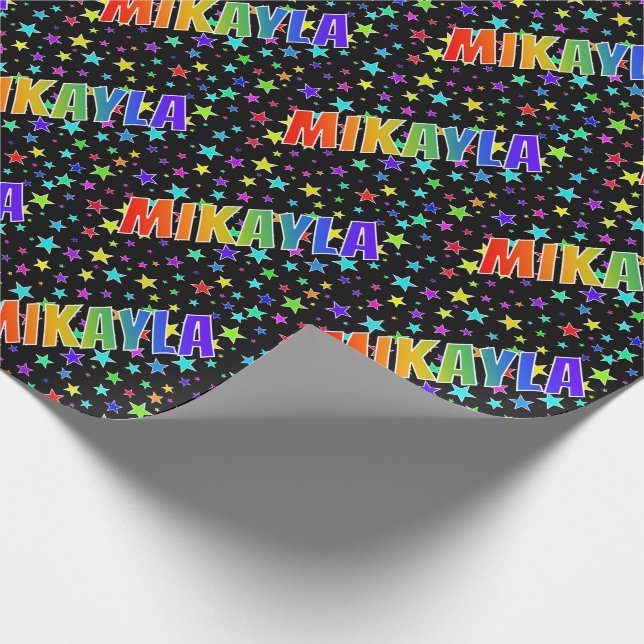 Rainbow Vorname "MIKAYLA" + Sterne Geschenkpapier (Ecke)