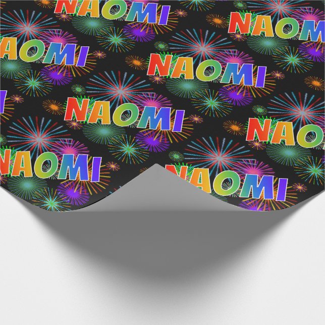 Rainbow Vorname "NAOMI" + Feuerwerk Geschenkpapier (Ecke)
