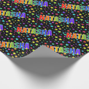 Rainbow Vorname "NATASHA" + Sterne Geschenkpapier