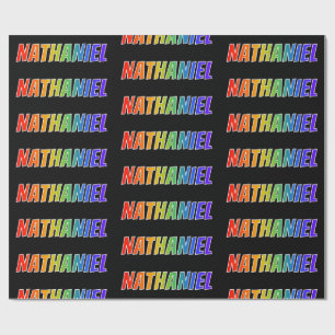 Rainbow Vorname "NATHANIEL"; Fun & Colorful Geschenkpapier