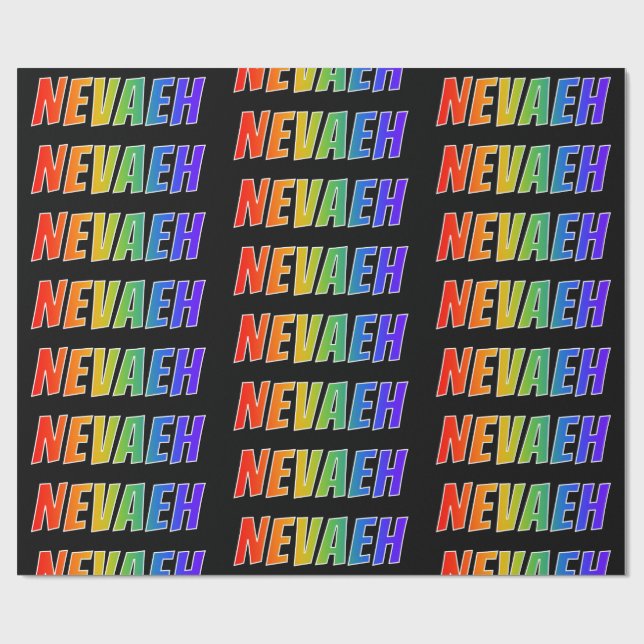 Rainbow Vorname "NEVAEH"; Fun & Colorful Geschenkpapier (Flach)
