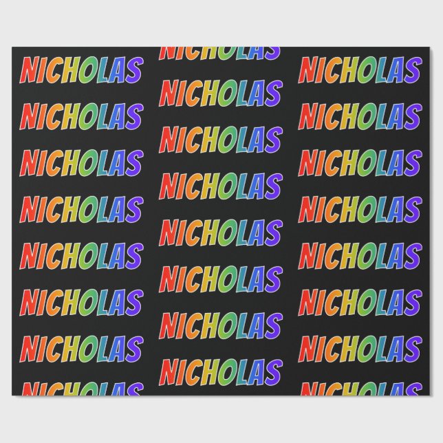 Rainbow Vorname "NICHOLAS"; Fun & Colorful Geschenkpapier (Flach)