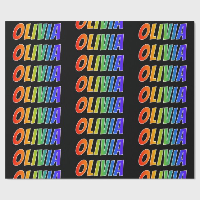 Rainbow Vorname "OLIVIA"; Fun & Colorful Geschenkpapier (Flach)
