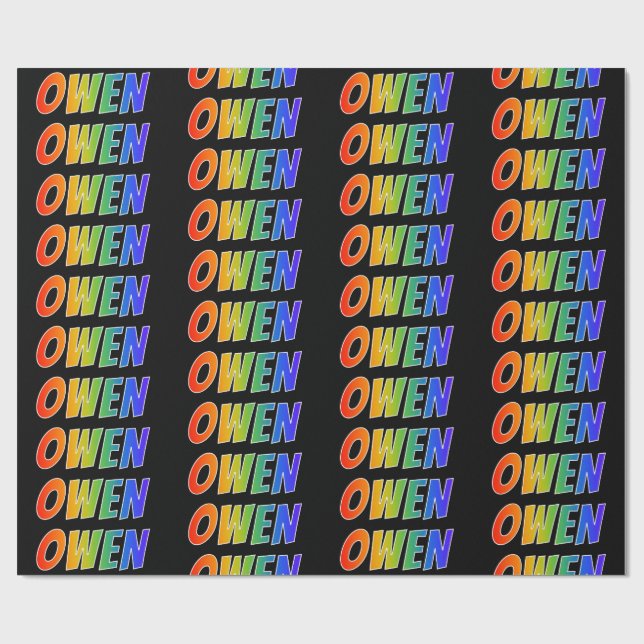 Rainbow Vorname "OWEN"; Fun & Colorful Geschenkpapier (Flach)