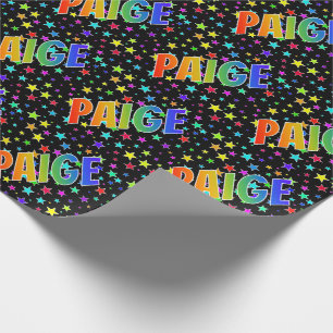 Rainbow Vorname "PAIGE" + Sterne Geschenkpapier