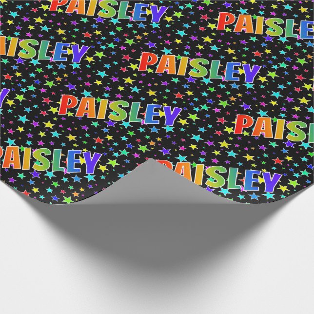 Rainbow Vorname "PAISLEY" + Sterne Geschenkpapier (Ecke)