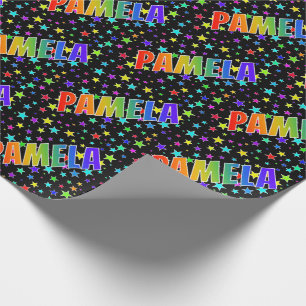 Rainbow Vorname "PAMELA" + Sterne Geschenkpapier
