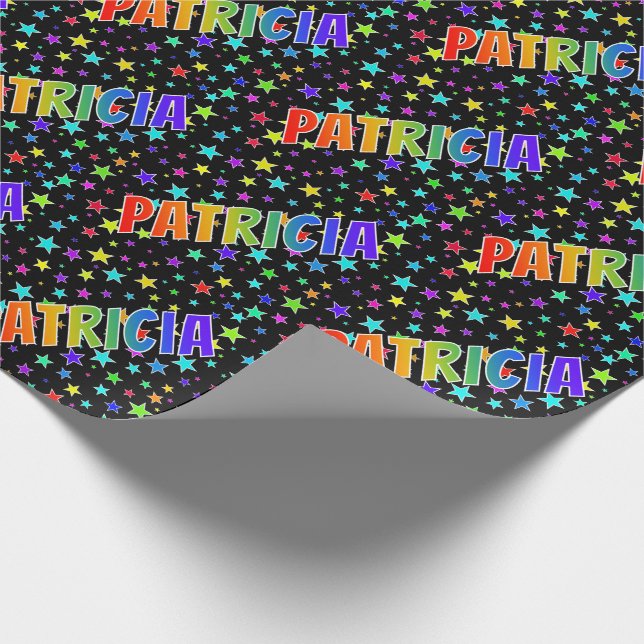 Rainbow Vorname "PATRICIA" + Sterne Geschenkpapier (Ecke)