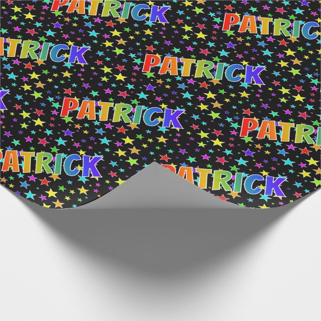 Rainbow Vorname "PATRICK" + Sterne Geschenkpapier (Ecke)