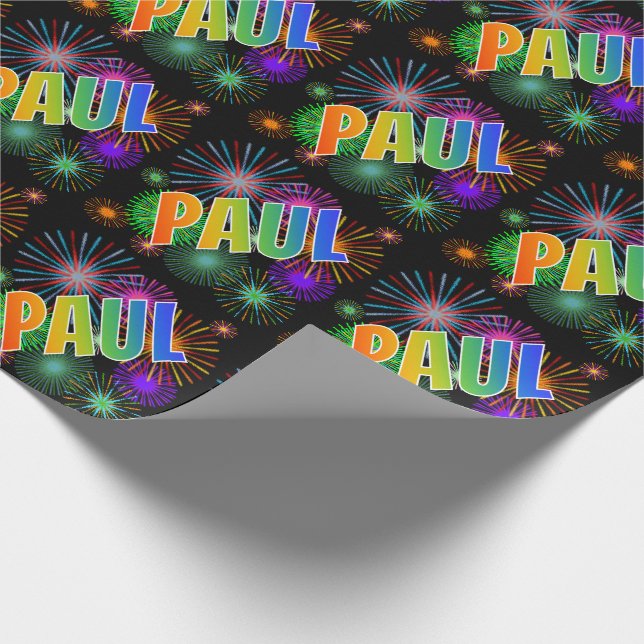 Rainbow Vorname "PAUL" + Feuerwerk Geschenkpapier (Ecke)