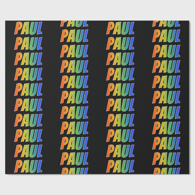 Rainbow Vorname "PAUL"; Fun & Colorful Geschenkpapier (Flach)
