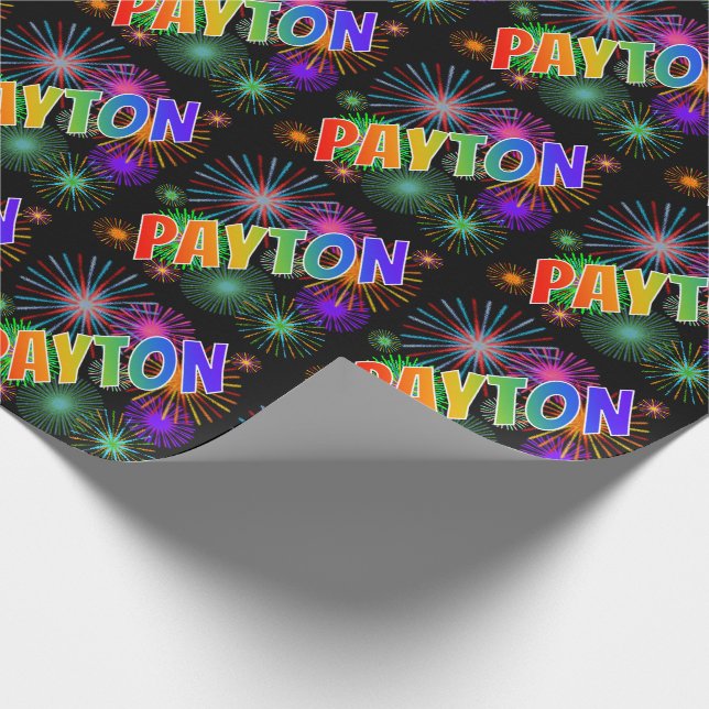 Rainbow Vorname "PAYTON" + Feuerwerk Geschenkpapier (Ecke)