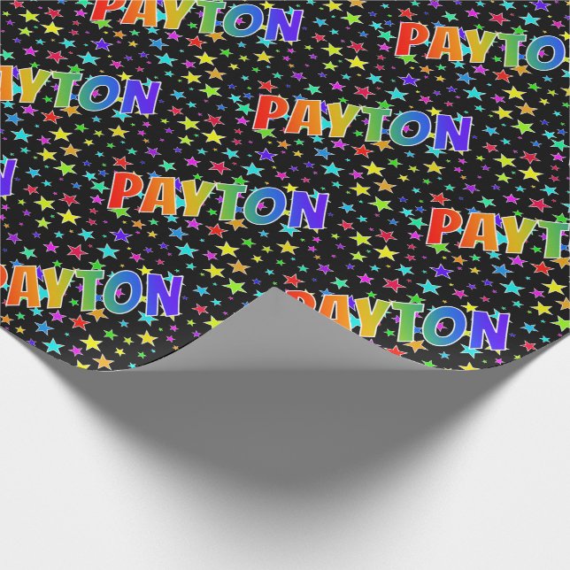 Rainbow Vorname "PAYTON" + Sterne Geschenkpapier (Ecke)