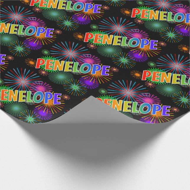 Rainbow Vorname "PENELOPE" + Feuerwerk Geschenkpapier (Ecke)