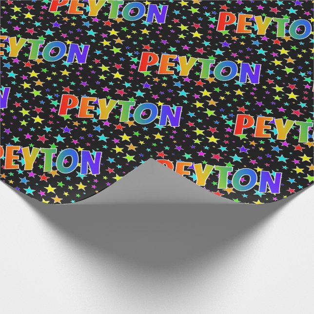 Rainbow Vorname "PEYTON" + Sterne Geschenkpapier (Ecke)