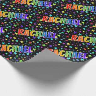 Rainbow Vorname "RACHAEL" + Sterne Geschenkpapier